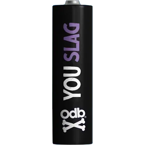 ODB Wrap You Slag 21700 battery wrap on 21700 Battery on clear background