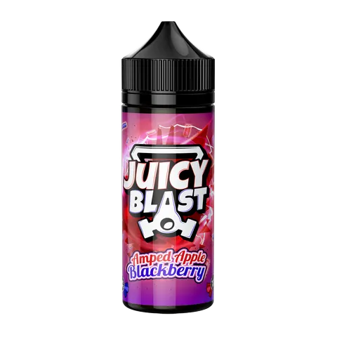 juicy blast amped apple blackberry 100ml on black background