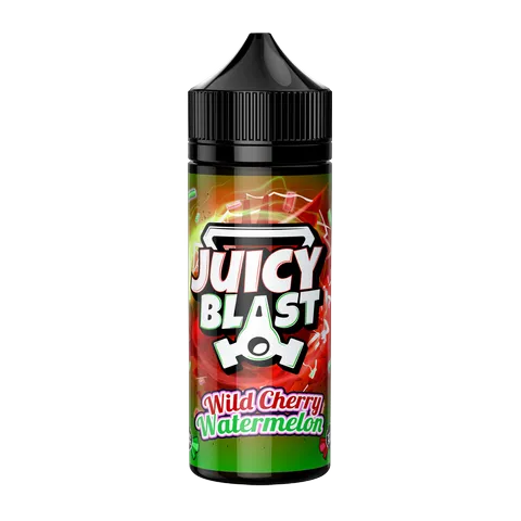 juicy blast wild cherry watermelon 100ml on black background