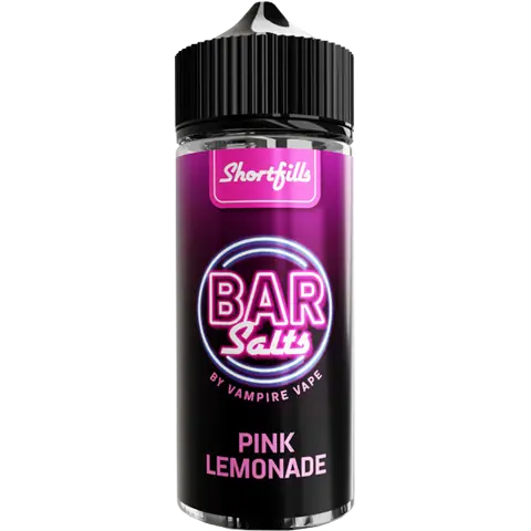 vampire vape bar salts shortfill pink lemonade bottle on a clear background